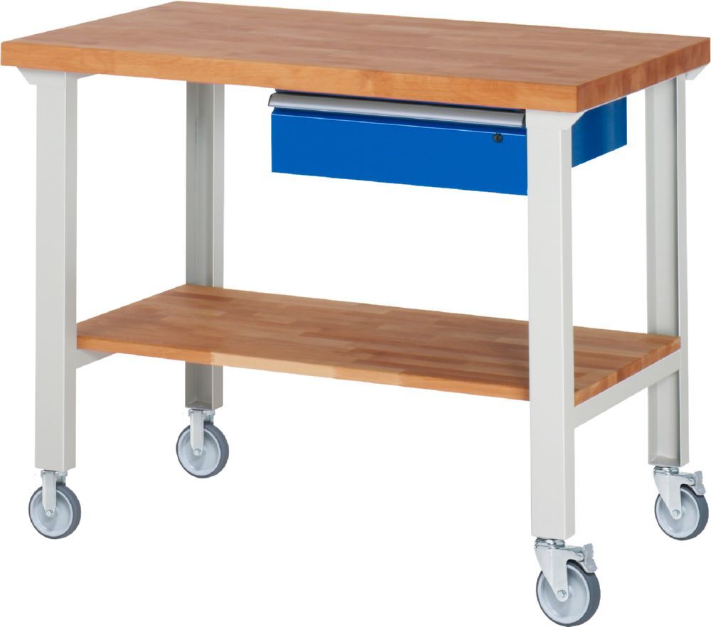 Produktbild Rau Werkbänke Fahrbare Werkbank 7001A7 1250 x 700 x 1000 mm mit 1 Schublade RAL 7035/5010