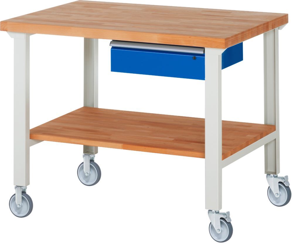 Produktbild Rau Werkbänke Fahrbare Werkbank 7001A7 1250 x 900 x 1000 mm mit 1 Schublade RAL 7035/5010
