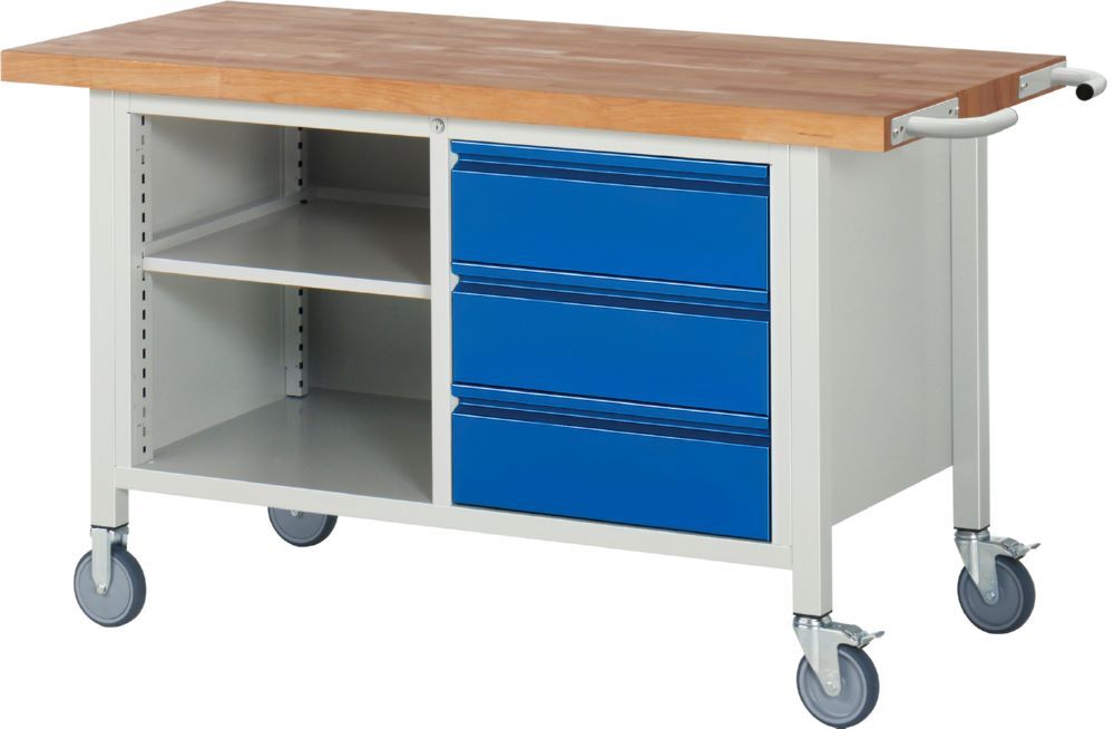 Produktbild Rau Werkbänke Fahrbare Werkbank 8462I2 1500 x 700 x 880 mm mit 3 Schubladen