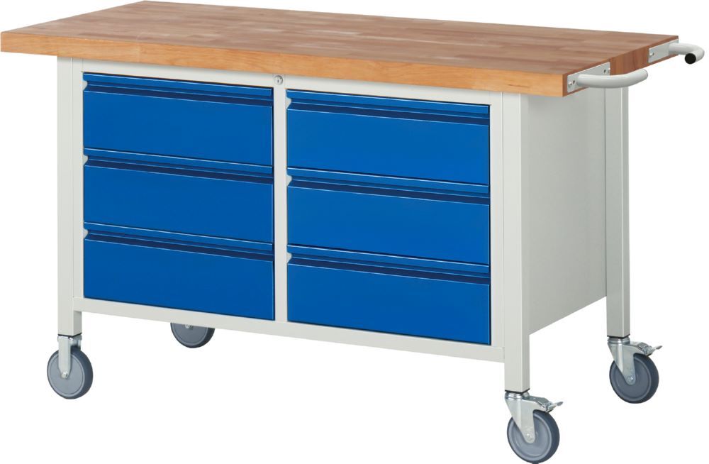 Produktbild Rau Werkbänke Fahrbare Werkbank 8473I2 1500 x 700 x 880 mm mit 6 Schubladen