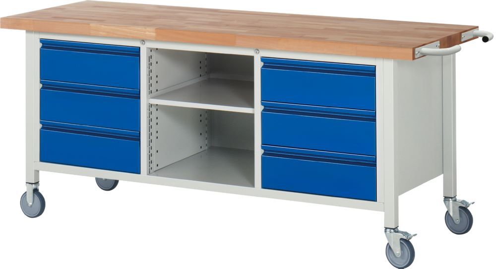 Produktbild Rau Werkbänke Fahrbare Werkbank 8581I2 2000 x 700 x 880 mm mit 6 Schubladen