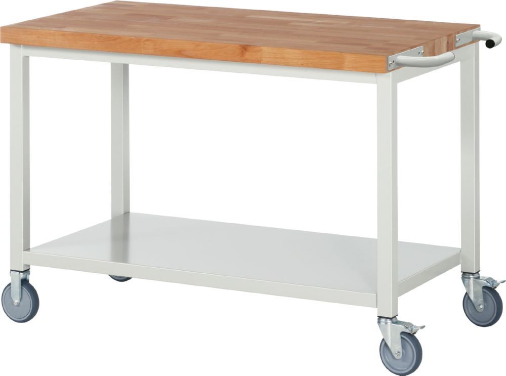 Produktbild Rau Werkbänke Fahrbare Werkbank 8000 1250 x 700 x 880 mm Platte 40 mm Ablageboden Metall