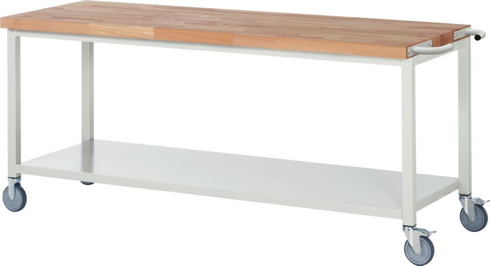Produktbild Rau Werkbänke Fahrbare Werkbank 8000 2000 x 700 x 880 mm Platte 40 mm Ablageboden Metall