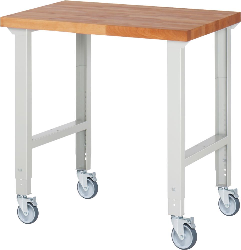 Produktbild Rau Werkbänke Fahrbare Werkbank 1000 x 700 x 950-1000 mm RAL 7035 mit 4 Lenkrollen