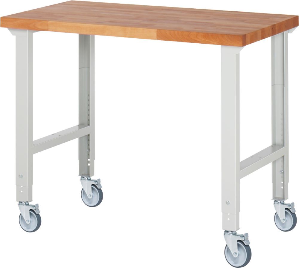 Produktbild Rau Werkbänke Fahrbare Werkbank 7000-1 1250 x 700 x 950-1000 mm RAL 7035 mit 4 Lenkrollen