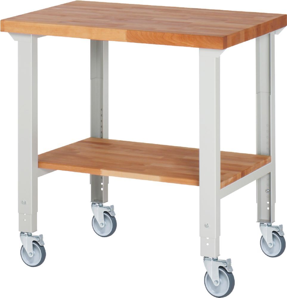 Produktbild Rau Werkbänke Fahrbare Werkbank 7000-7 1000 x 700 x 950-1000 mm RAL 7035 mit 4 Lenkrollen