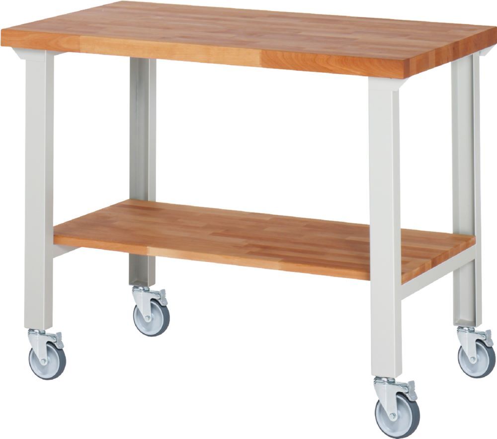 Produktbild Rau Werkbänke Fahrbare Werkbank 7000-7 1250 x 700 x 1000 mm RAL 7035 mit 4 Lenkrollen