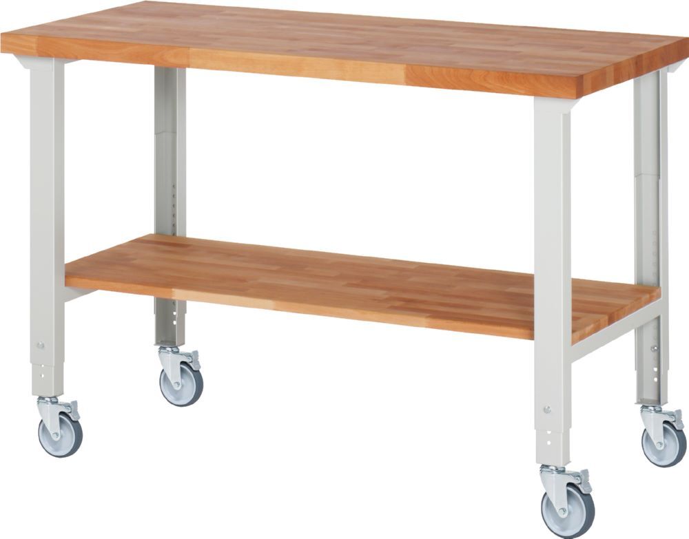 Produktbild Rau Werkbänke Fahrbare Werkbank 7000-7 1500 x 700 x 950-1000 mm RAL 7035 mit 4 Lenkrollen