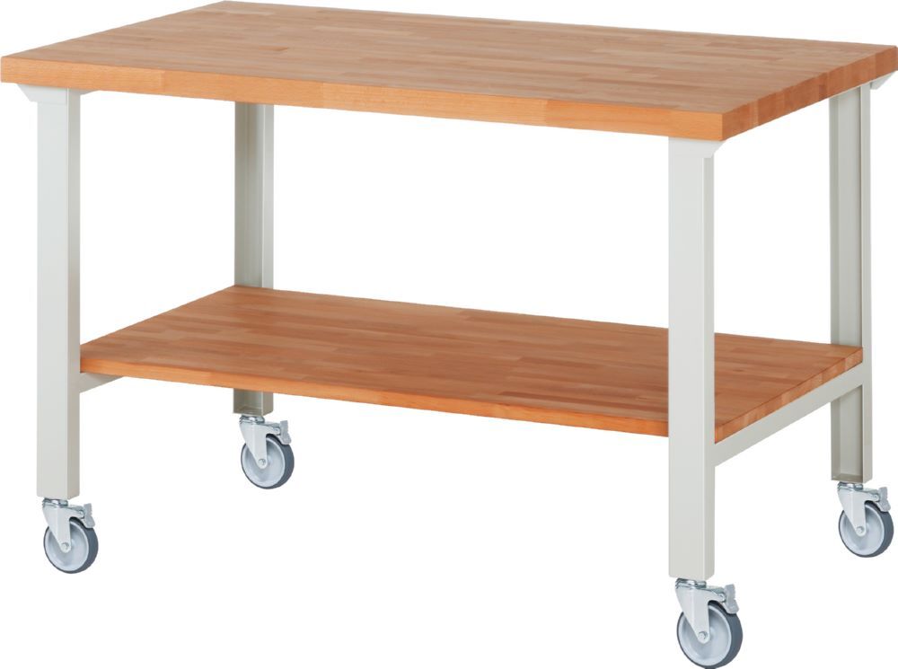 Produktbild Rau Werkbänke Fahrbare Werkbank 7000-7 1500 x 900 x 1000 mm RAL 7035 mit 4 Lenkrollen