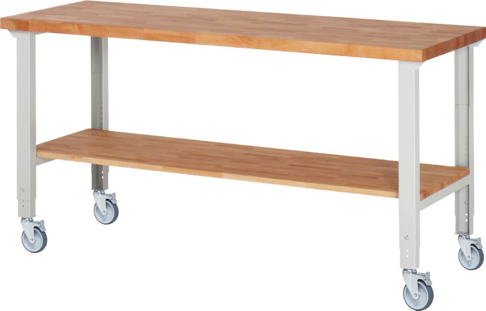 Produktbild Rau Werkbänke Fahrbare Werkbank 7000-7 2000 x 700 x 950-1000 mm RAL 7035 mit 4 Lenkrollen