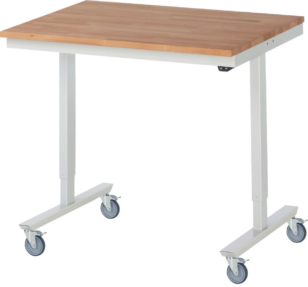 Produktbild Rau Werkbänke Fahrbarer Arbeitstisch adlatus 1000 x 800 x 855-1255 mm Buche 150 kg