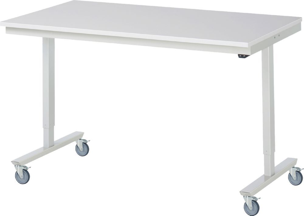 Produktbild Rau Werkbänke Fahrbarer Arbeitstisch adlatus 1500 x 800 x 855-1252 mm Melaminharz 150 kg
