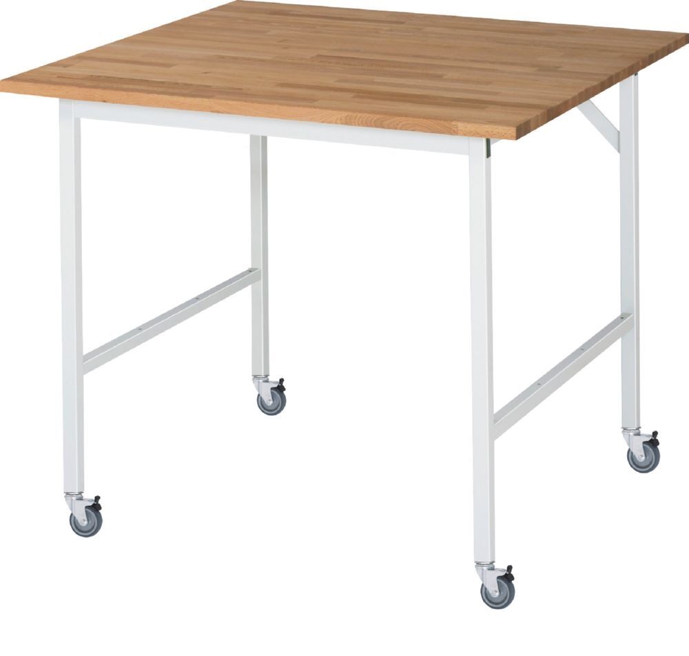 Produktbild Rau Werkbänke Fahrbarer Arbeitstisch Jerry 1000 x 1000 x 900 mm Platte 25 mm mit 4 Lenkrollen