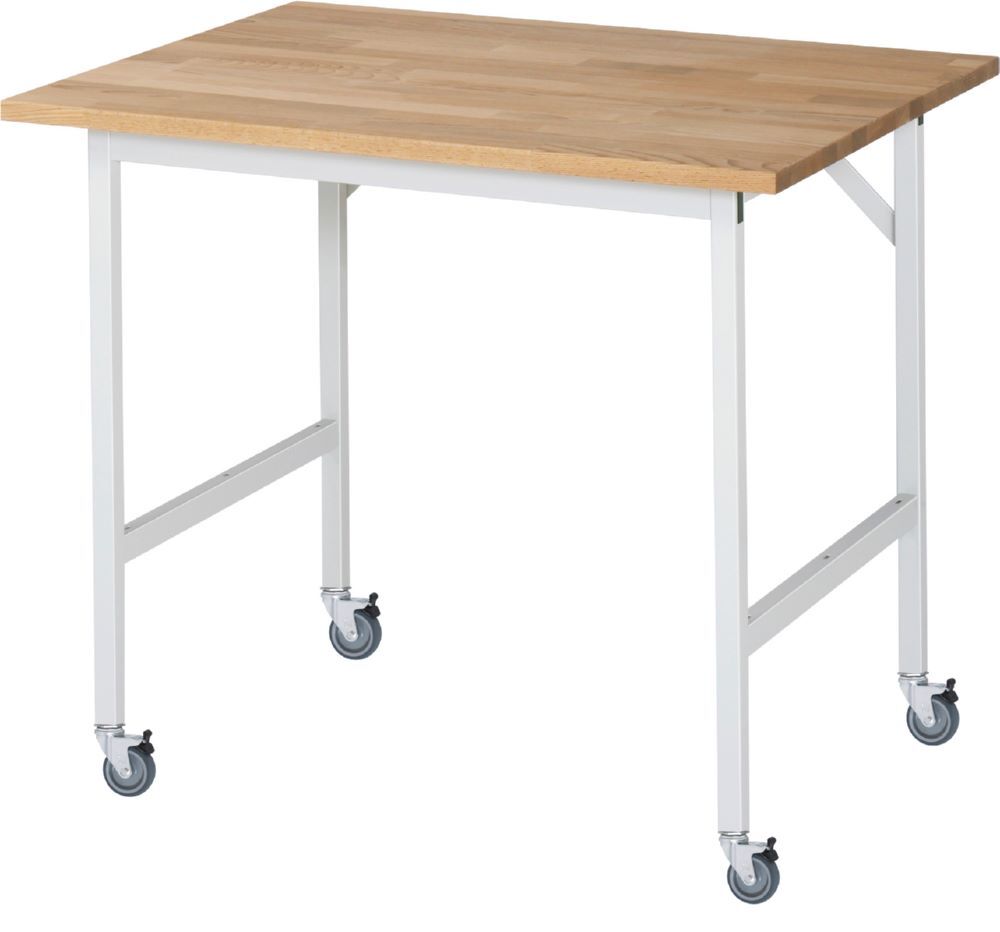 Produktbild Rau Werkbänke Fahrbarer Arbeitstisch Jerry 1000 x 800 x 900 mm Platte 25 mm mit 4 Lenkrollen