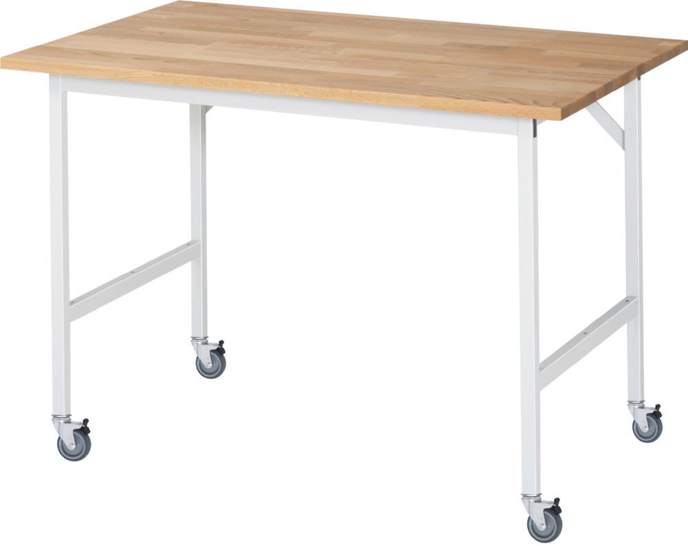 Produktbild Rau Werkbänke Fahrbarer Arbeitstisch Jerry 1250 x 800 x 900 mm Platte 25 mm mit 4 Lenkrollen
