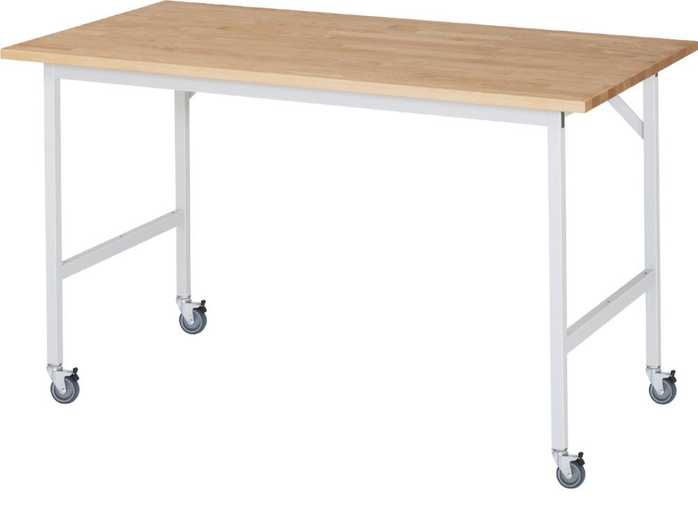 Produktbild Rau Werkbänke Fahrbarer Arbeitstisch Jerry 1500 x 800 x 900 mm Platte 25 mm mit 4 Lenkrollen