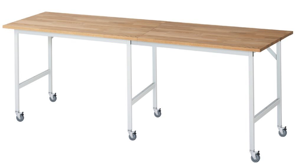 Produktbild Rau Werkbänke Fahrbarer Arbeitstisch Jerry 2500 x 800 x 900 mm Platte 25 mm mit 6 Lenkrollen