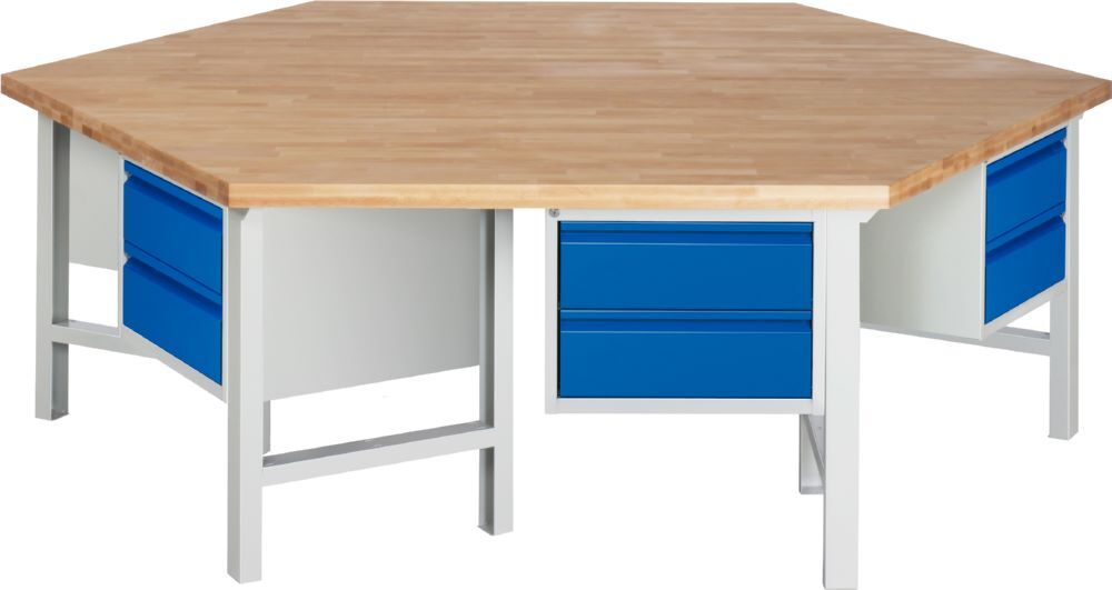 Produktbild Rau Werkbänke Gruppenwerkbank 425I 2700 x 2340 x 790-1140 mm 6x2 Schubladen
