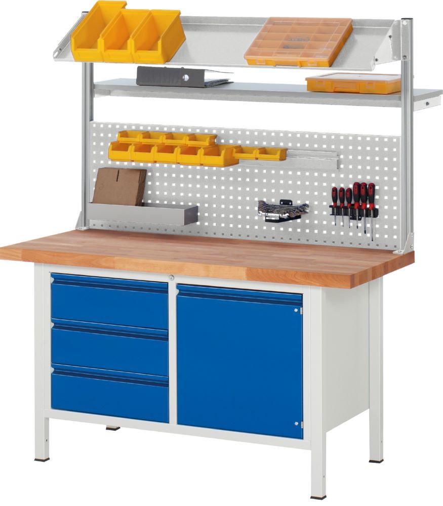 Produktbild Rau Werkbänke Komplettset Werkbank 8468 1500 x 700 x 840/1740 mm mit System-Aufbau