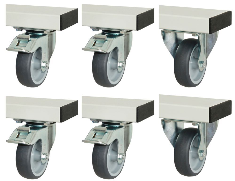 Rau Werkbänke Rollensatz für Serie adlatus 300 und 600 2 Bock und 4 Lenkrollen mit Feststeller Produktbild Rau Werkbänke Rollensatz für Serie adlatus 300 und 600 2 Bock und 4 Lenkrollen mit Feststeller