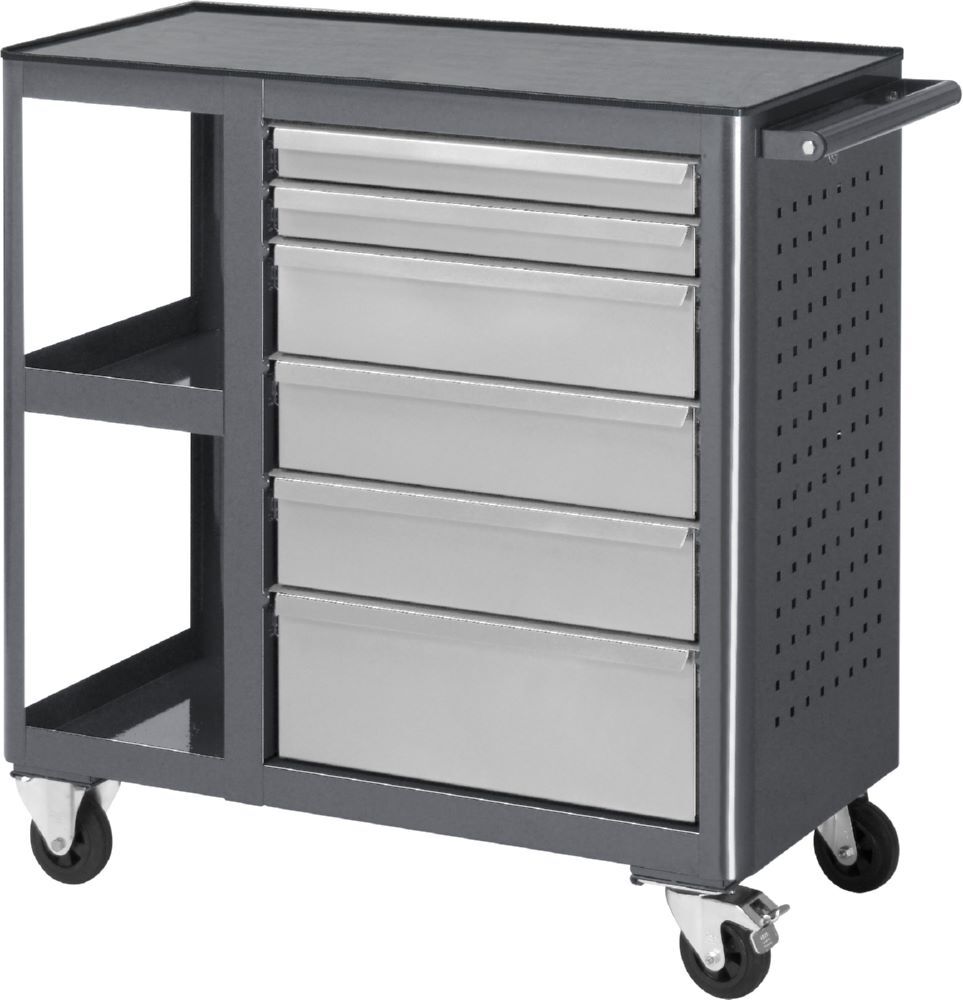 Produktbild Rau Werkbänke Rollwerkbank 6010 960 x 450 x 950 mm mit 6 Schubladen Metallträger 25 mm