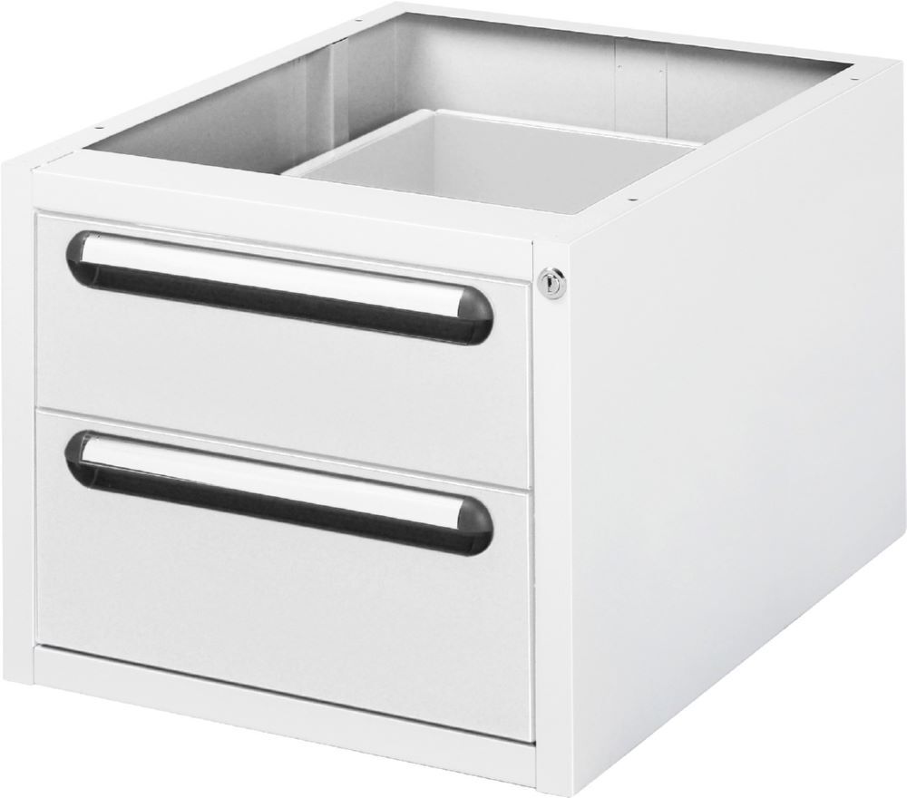 Produktbild Rau Werkbänke Unterbau-Container mit 2 Schubladen 480 x 600 x 395 mm RAL7035/RAL7035