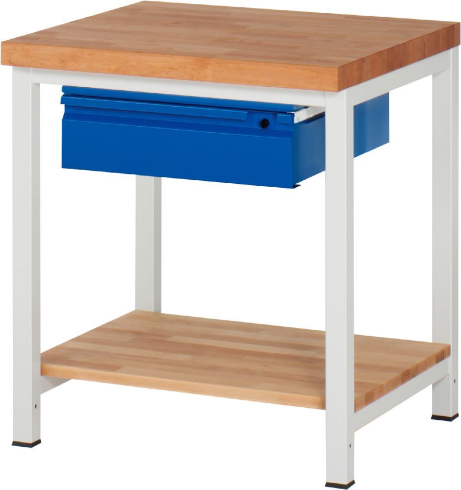 Produktbild Rau Werkbänke Werkbank 8001I7 750 x 700 x 840 mm Ablageboden Buche mit 1 Schublade