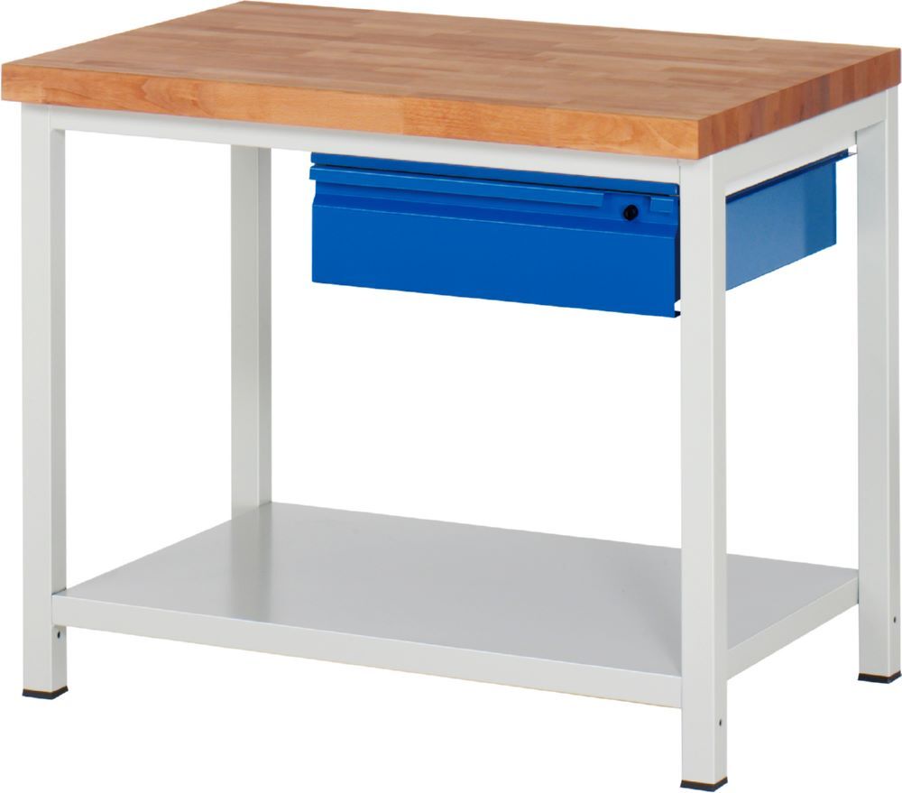 Produktbild Rau Werkbänke Werkbank 8001I6 1000 x 700 x 840 mm Ablageboden Metall mit 1 Schublade