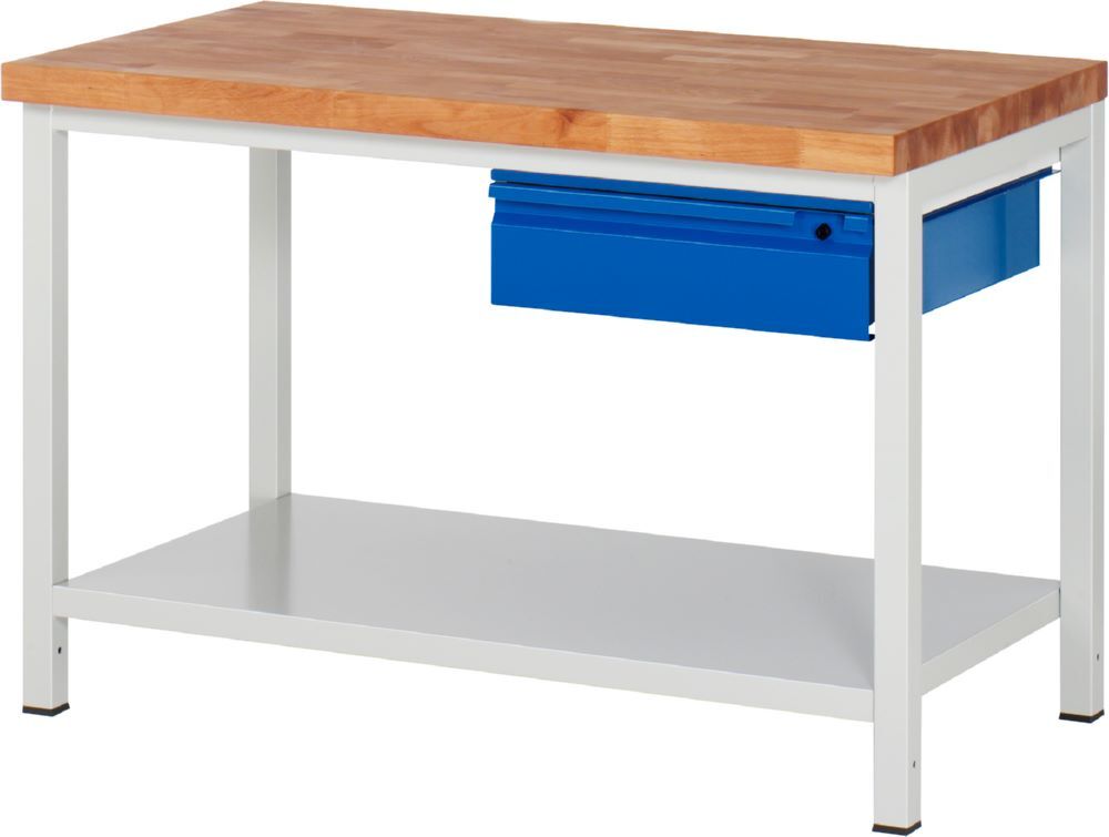 Produktbild Rau Werkbänke Werkbank 8001I6 1250 x 700 x 840 mm Ablageboden Metall mit 1 Schublade