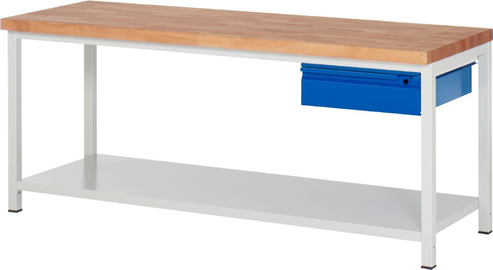 Produktbild Rau Werkbänke Werkbank 8001I6 2000 x 700 x 840-1040 mm Ablageboden Metall mit 1 Schublade