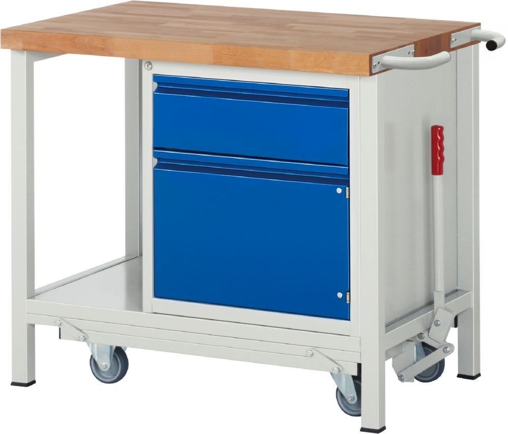 Produktbild Rau Werkbänke Werkbank mit Fahrgestell 8152I6 1000 x 700 x 880 mm mit 1 Schublade und 1 Tür