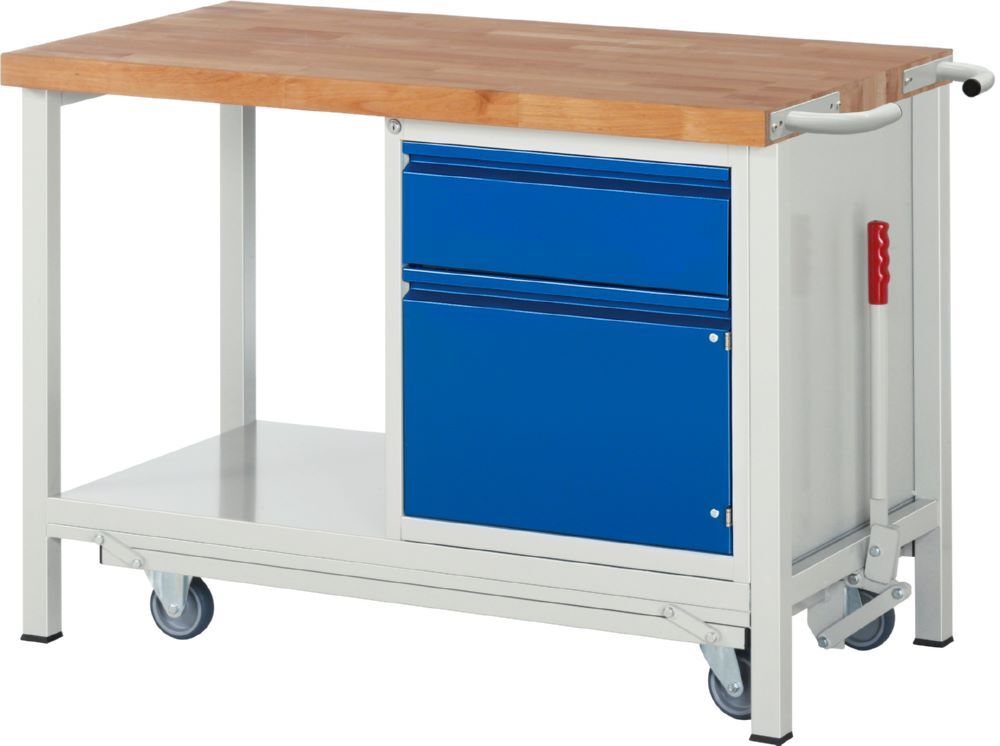 Produktbild Rau Werkbänke Werkbank mit Fahrgestell 8152I6 1250 x 700 x 880 mm mit 1 Schublade und 1 Tür