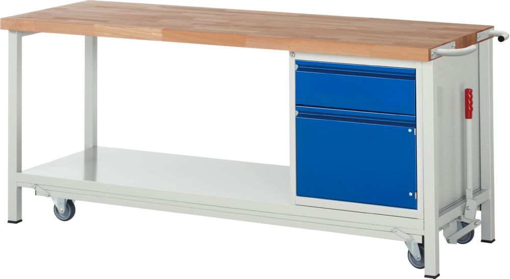 Produktbild Rau Werkbänke Werkbank mit Fahrgestell 8152I6 2000 x 700 x 880 mm mit 1 Schublade und 1 Tür