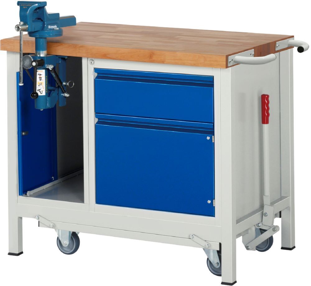 Produktbild Rau Werkbänke Werkbank mit Fahrgestell 8181I2 1000 x 700 x 880 mm mit 1 Schublade und 1 Tür
