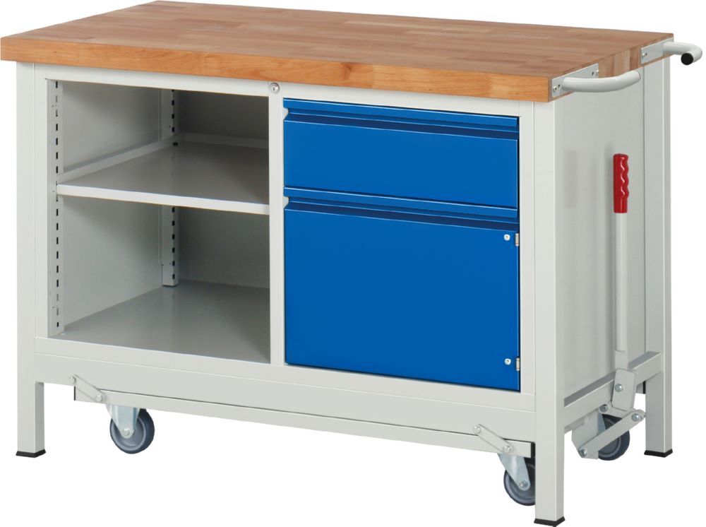 Produktbild Rau Werkbänke Werkbank mit Fahrgestell 8461I2 1250 x 700 x 880 mm mit 1 Schublade und 1 Tür