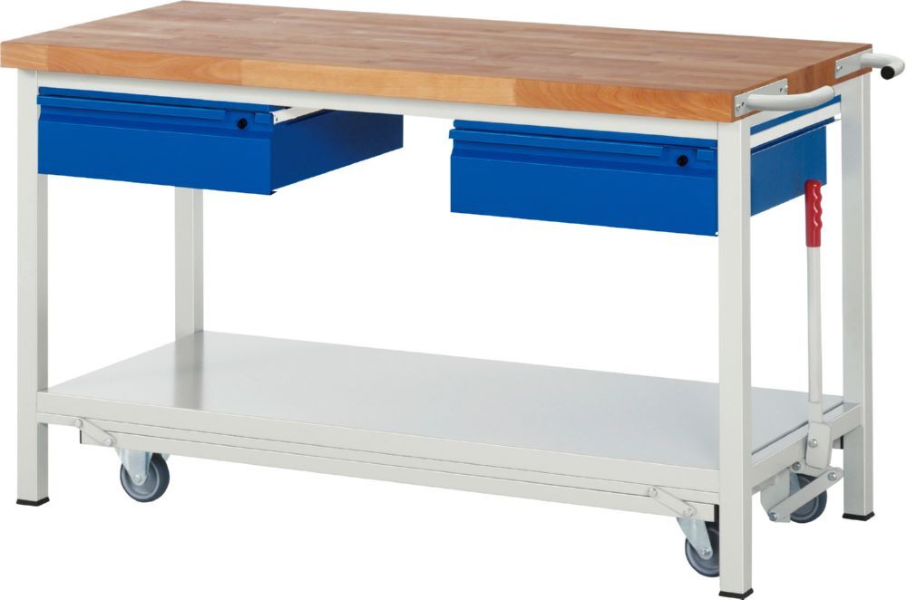 Produktbild Rau Werkbänke Werkbank mit Fahrgestell 8002I6 1500 x 700 x 880 mm mit 2 Schubladen