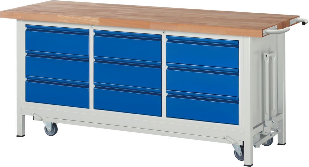 Produktbild Rau Werkbänke Werkbank mit Fahrgestell 8574I2 2000 x 700 x 880 mm mit 9 Schubladen