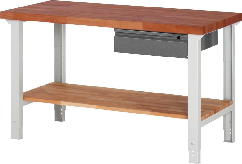 Produktbild Rau Werkbänke Werkbank 7001I7 1500 x 700 x 790-1140 mm mit 1 Schublade RAL 7035 / RAL 7016