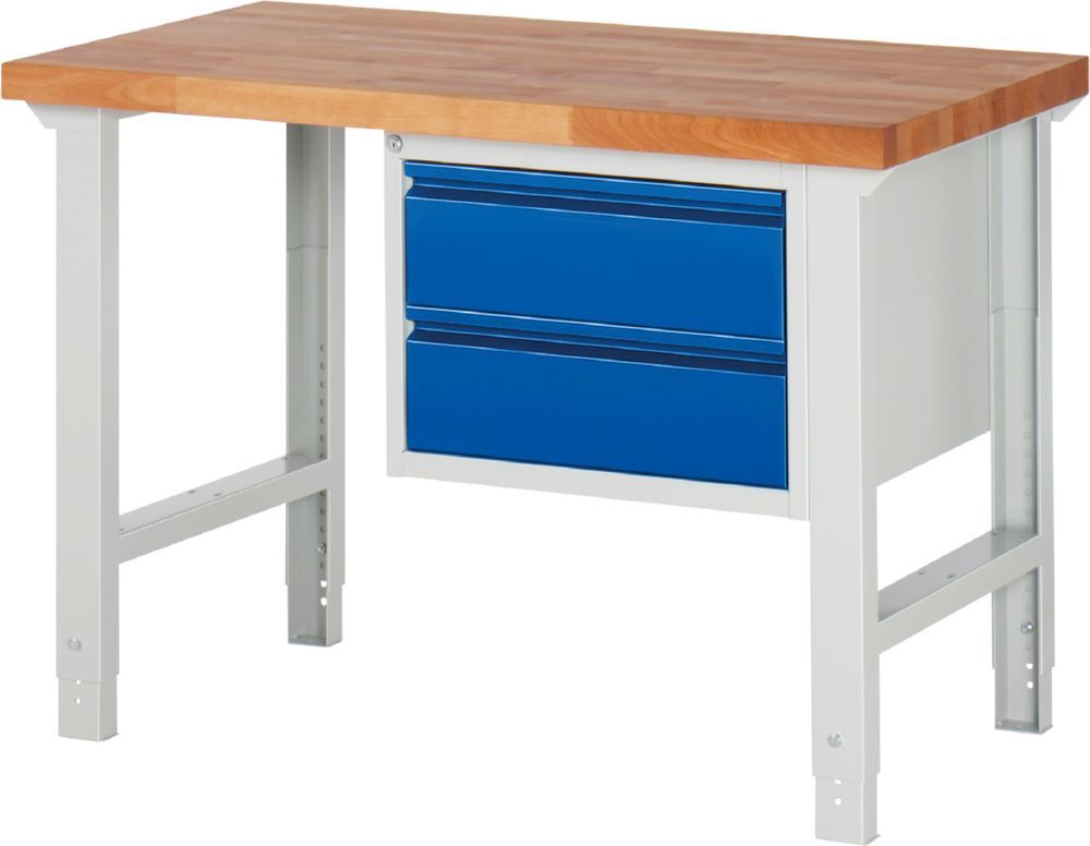 Produktbild Rau Werkbänke Werkbank 7125I1 1250 x 700 x 790-1140 mm mit 2 Schubladen