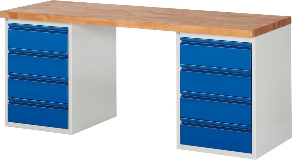 Produktbild Rau Werkbänke Werkbank 7509I3 2000 x 700 x 890 mm mit 8 Schubladen