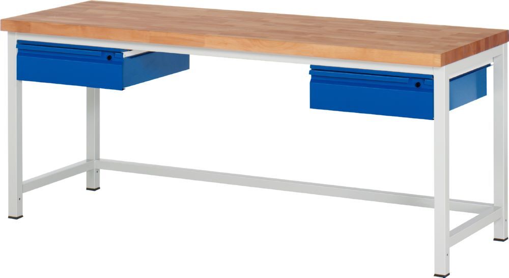 Produktbild Rau Werkbänke Werkbank 8002I1 2000 x 700 x 840-1040 mm mit 2 Schubladen