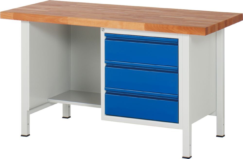 Produktbild Rau Werkbänke Werkbank 8452I2 1500 x 700 x 840-1040 mm mit 3 Schubladen