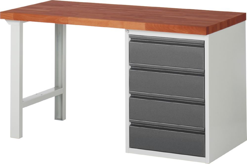 Produktbild Rau Werkbänke Werkbank 7509I1 1500 x 700 x 890 mm mit 4 Schubladen RAL 7035 / RAL 7016