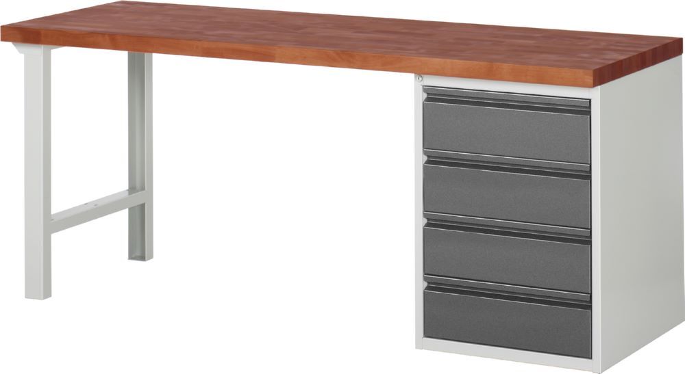 Produktbild Rau Werkbänke Werkbank 7509I1 2000 x 700 x 890 mm mit 4 Schubladen RAL 7035 / RAL 7016