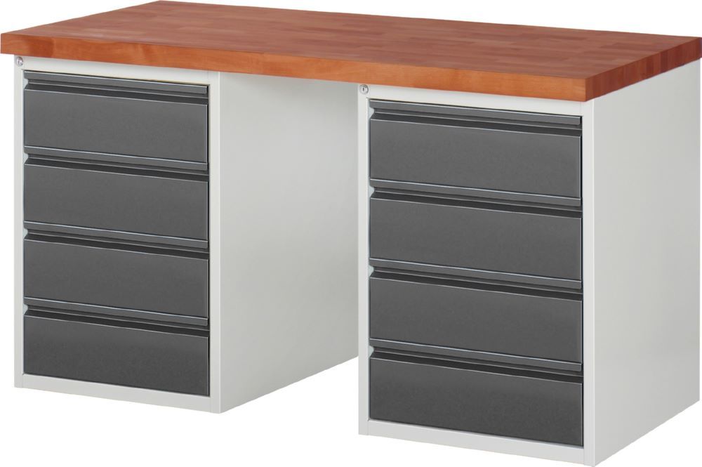 Produktbild Rau Werkbänke Werkbank 7509I3 1500 x 700 x 890 mm mit 8 Schubladen RAL 7035 / RAL 7016