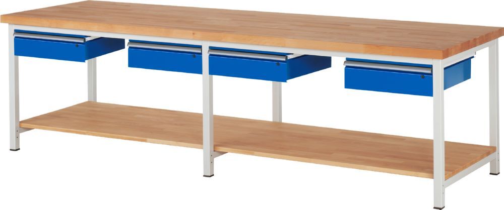 Rau Werkbänke Werkbank Serie 8000 - Modell 8002 2500 x 900 x 840-1040 mm Produktbild Rau Werkbänke Werkbank Serie 8000 - Modell 8002 2500 x 900 x 840-1040 mm