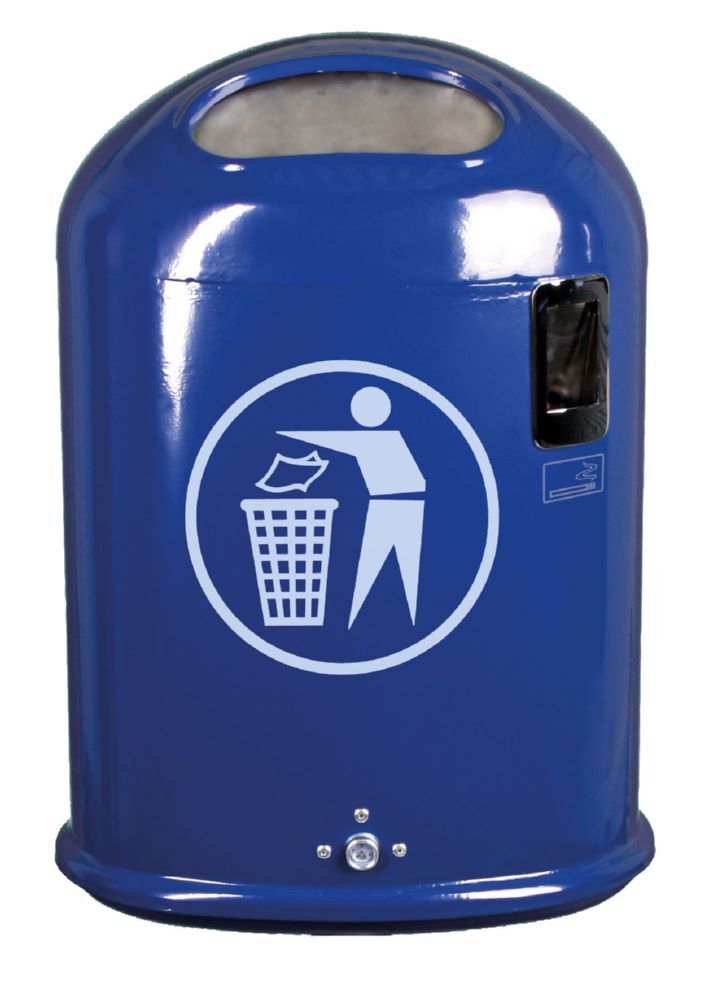 Renner Abfallbehälter oval 45L mit Ascher RAL5013 Produktbild Renner Abfallbehälter oval 45L mit Ascher RAL5013