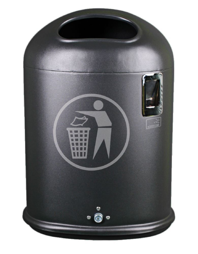 Renner Abfallbehälter oval 45L RAL7016 mit Ascher Produktbild Renner Abfallbehälter oval 45L RAL7016 mit Ascher