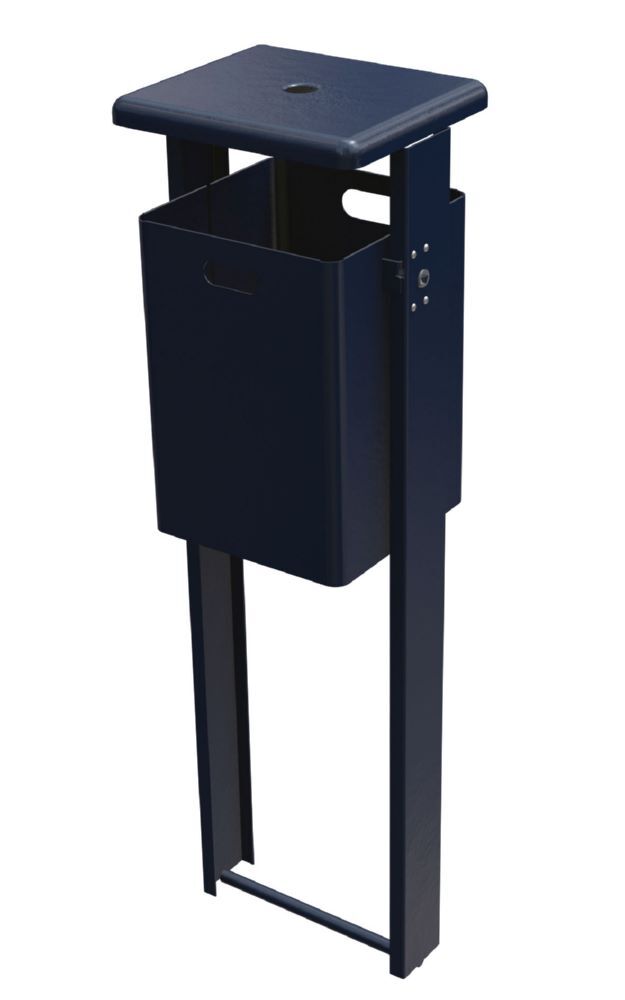 Renner Abfallbehälter 40 l RAL5013 mit Ascher 1285 mm hoch Produktbild Renner Abfallbehälter 40 l RAL5013 mit Ascher 1285 mm hoch