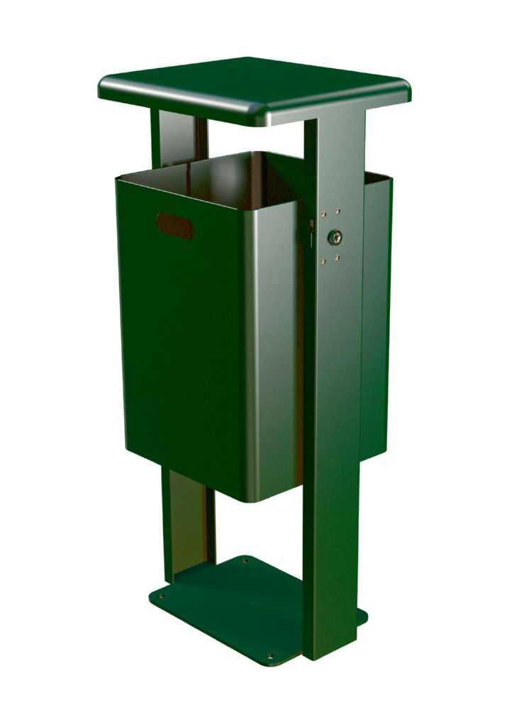 Renner Rechteck Abfallbehälter 40 l dunkelgrün mit Ascher Produktbild Renner Rechteck Abfallbehälter 40 l dunkelgrün mit Ascher